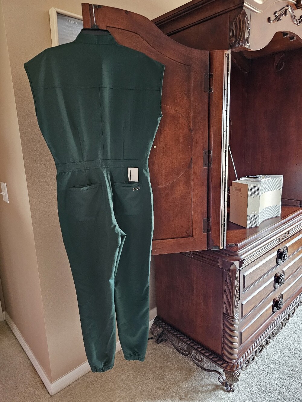 FIGS BRITISH RACING GREEN RAFAELA CARGO JUMPSUIT. - Picture 2 of 3